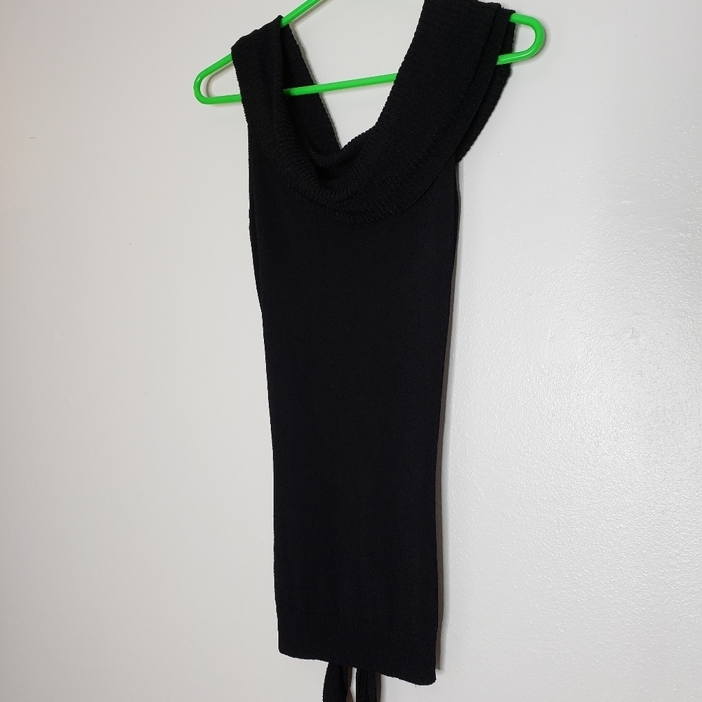 White House Black Market Cowl Neck Sleeveless Top with Belt Black Winter Spring - Picture 9 of 13